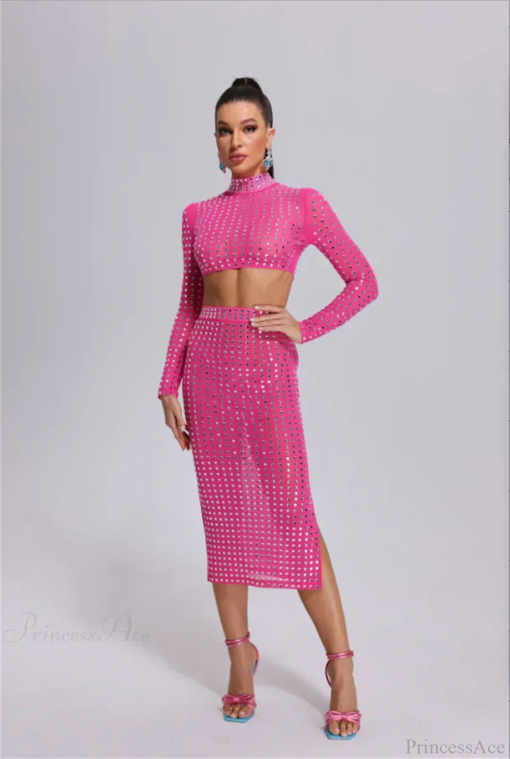 Mesh Top Skirt Sparkling Party Dress