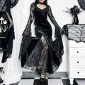 Mesh Velvet Hollow Out Long Dress