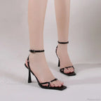 Metal Clasp Gothic Succinct Sandals Tall Heel