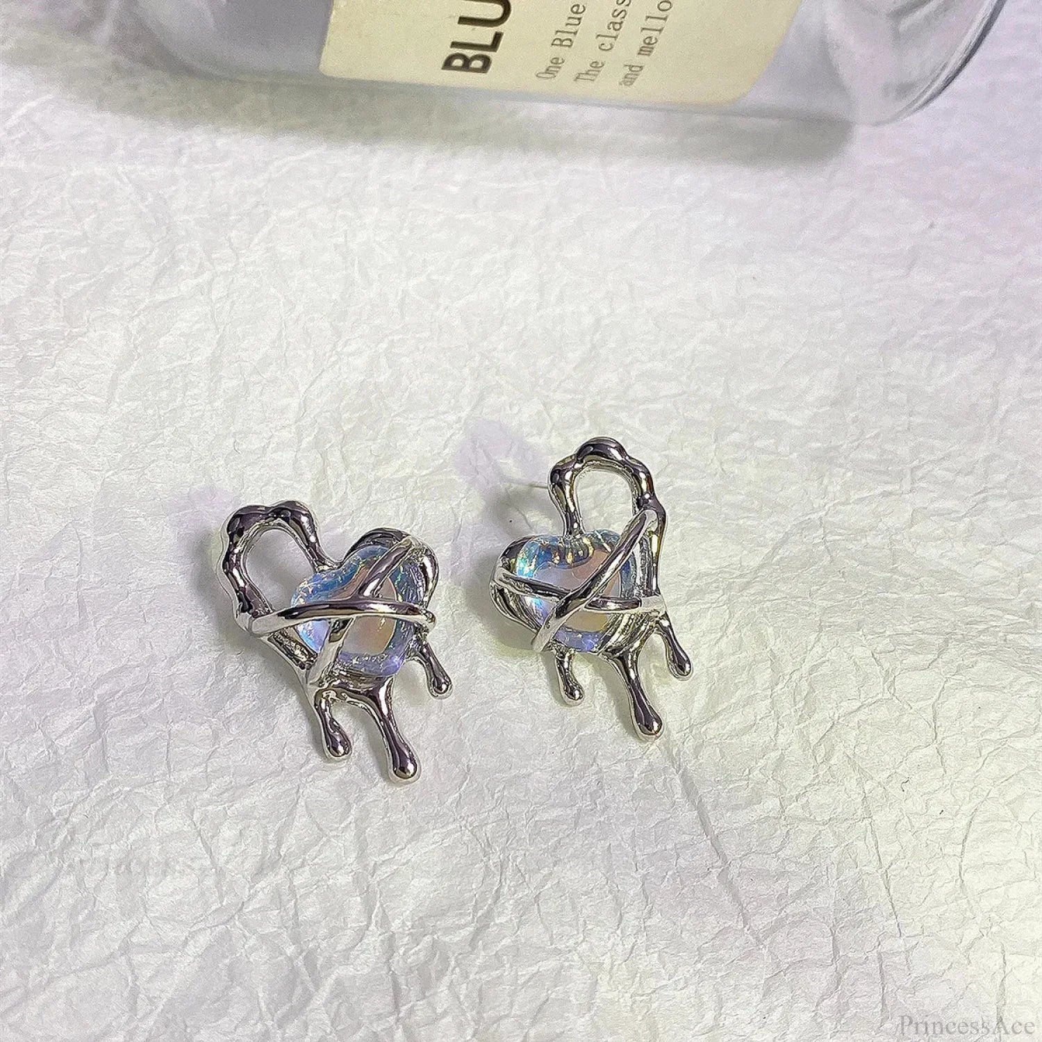 Metal Liquid Irregular Heart Drop Earring