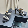 Metal Ornamental Gothic Suede Slippers Tall Heel