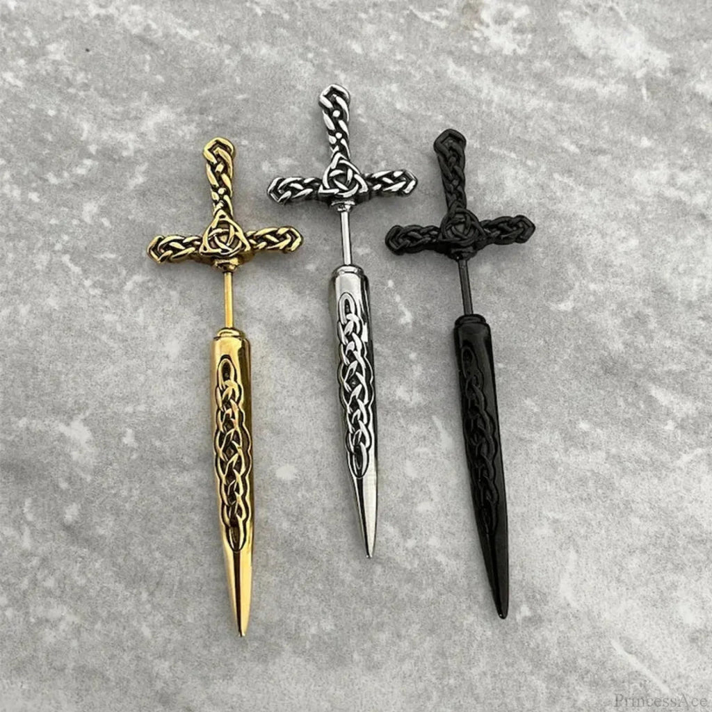 Metal Punk Dark Sword Dagger Stud Earring