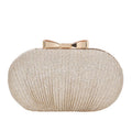 Gold Ruched Mini Clutch Bag with Metallic Bowknot Trim
