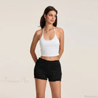 Mid Rise Ruched Elastic Waist Short