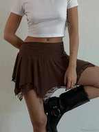 Mid Waist Asymmetrical Skirt