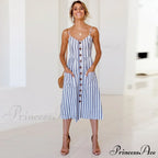 Polka Dot Striped Backless Midi Dress