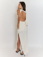Milan Backless Ruched Maxi Dress