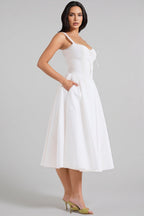 Imara White Halter Lace Midi Dress