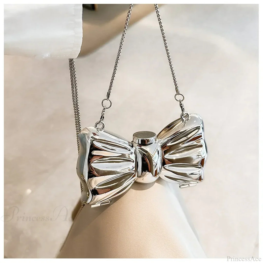 Mini Evening Bowknot Metal Crossbody Purse Party Wedding Handbag