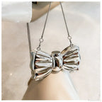 Mini Evening Bowknot Metal Crossbody Purse Party Wedding Handbag