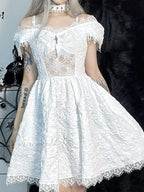 Mini Party Aesthetic One Shoulder Strap Sexy Lace Cutouts Elegant A Line High Waist Dress