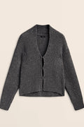 Minimalist Beige V-neck Knit Cardigan