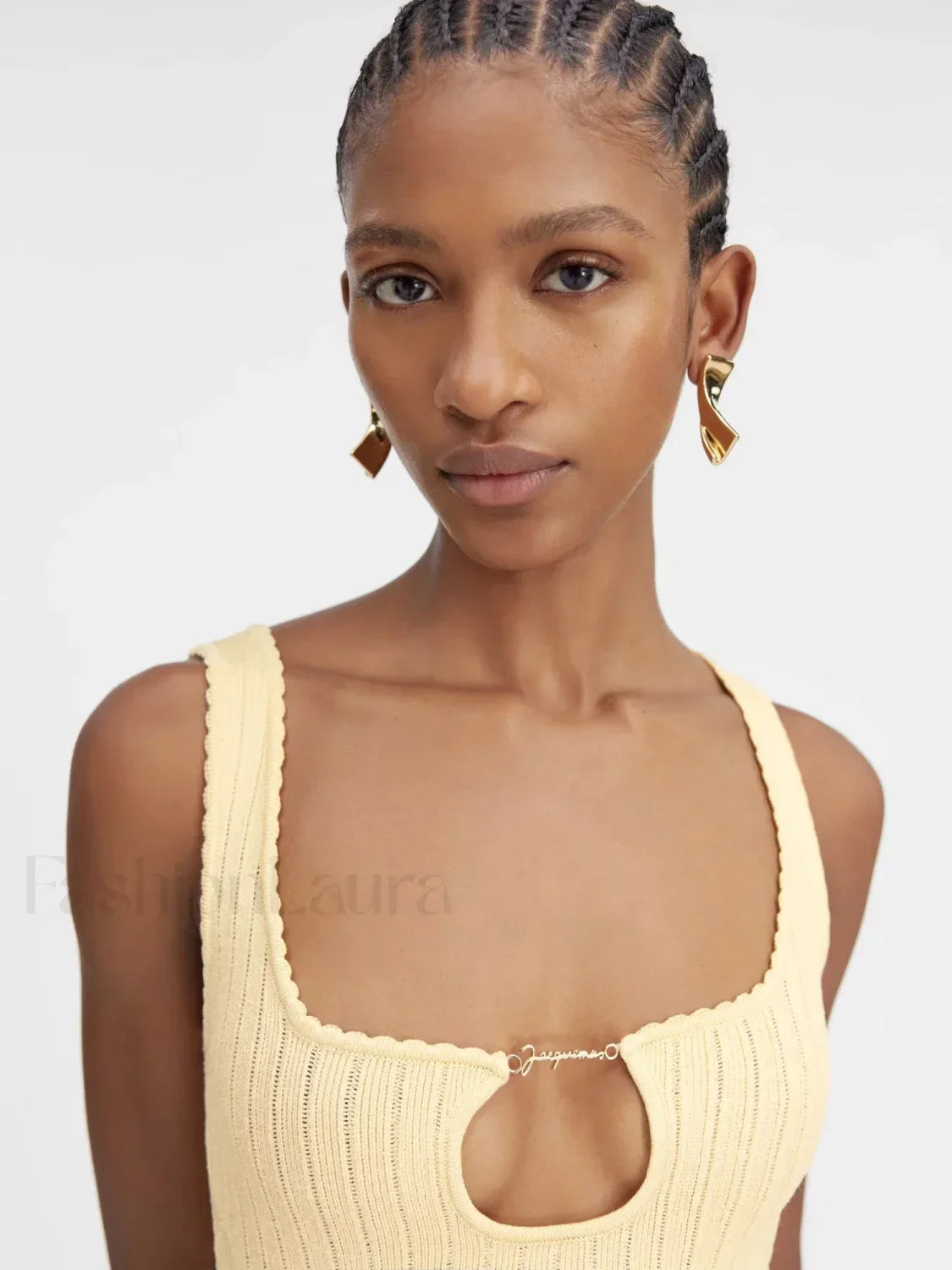 Yellow Knit Mini Dress