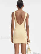 Yellow Knit Mini Dress
