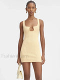 Yellow Knit Mini Dress