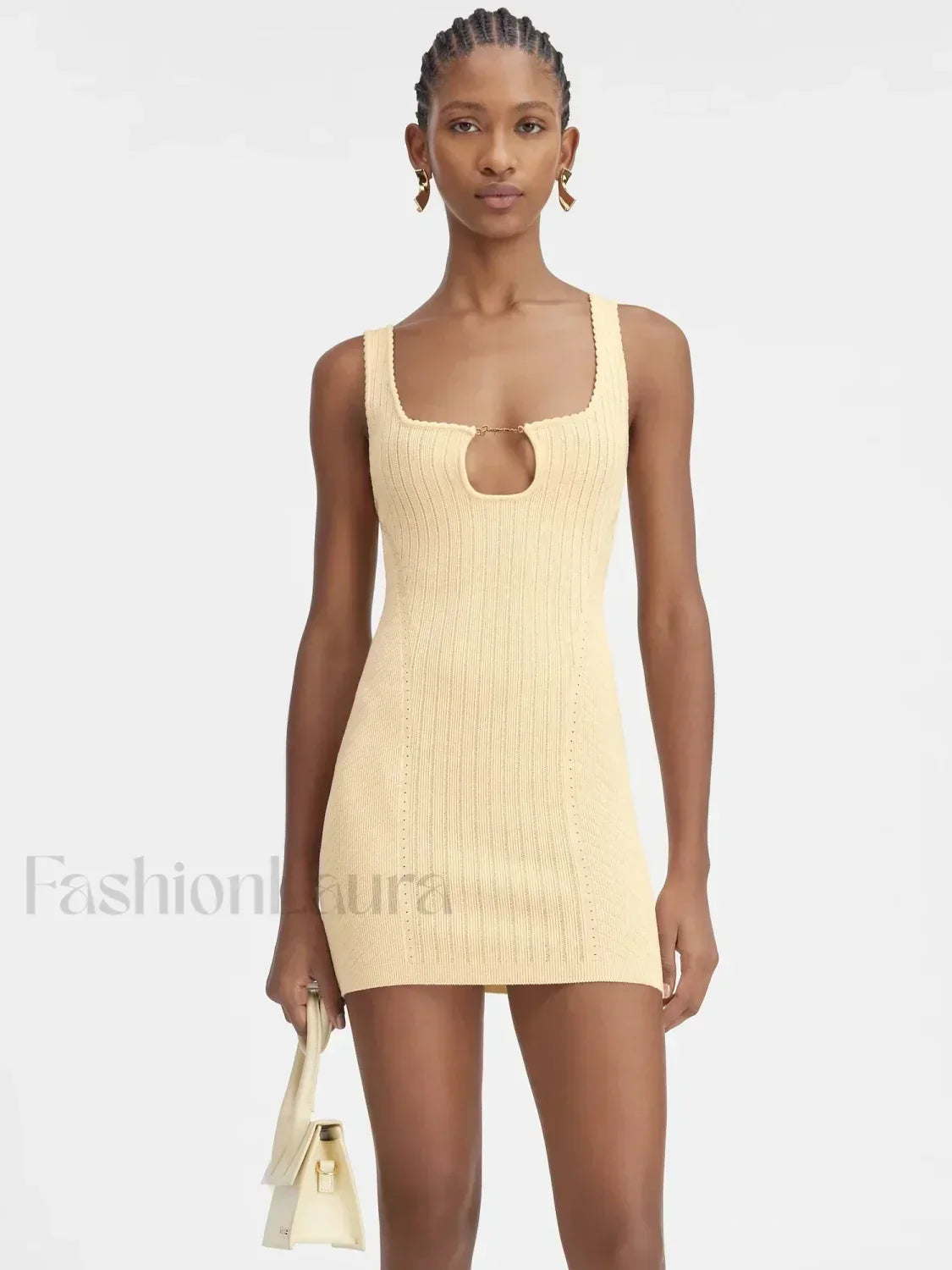 Yellow Knit Mini Dress
