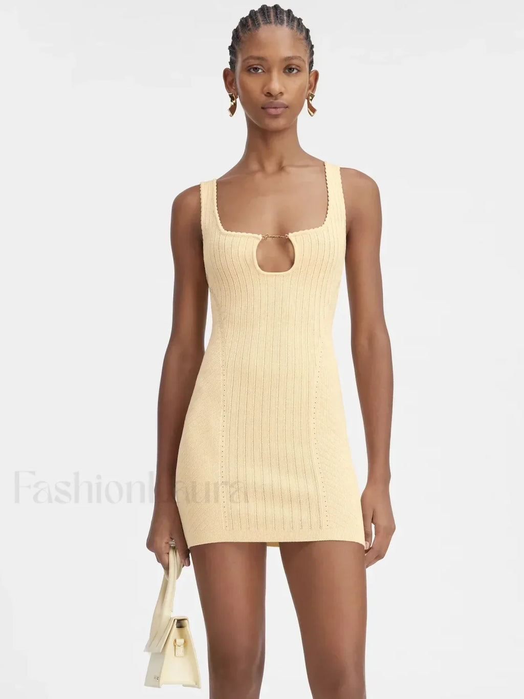 Yellow Knit Mini Dress