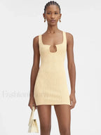 Yellow Knit Mini Dress