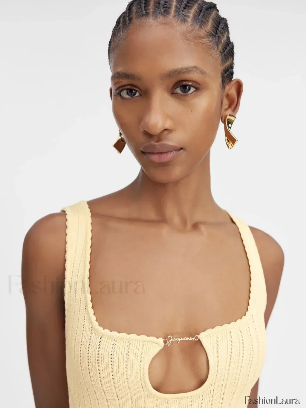 Yellow Knit Mini Dress