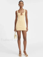 Yellow Knit Mini Dress