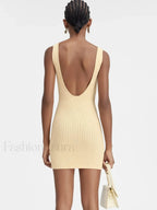 Yellow Knit Mini Dress