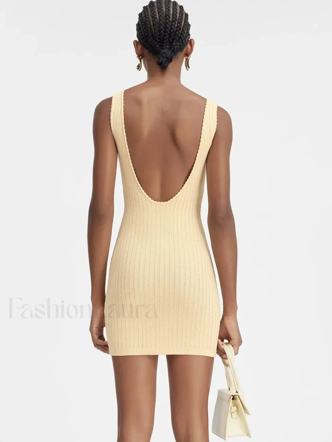 Yellow Knit Mini Dress