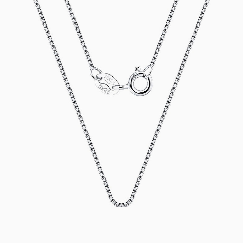 Sterling Silver 0.6MM Polished Box Chain Necklace Minimalist Design