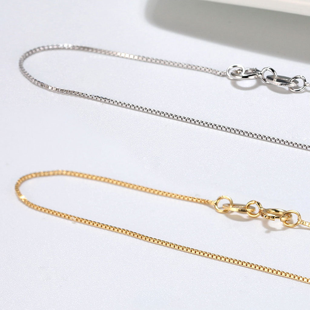 Sterling Silver 0.6MM Polished Box Chain Necklace Minimalist Design