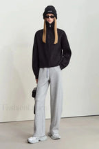Minimalist Zipper Wool Ribbed Cardigan