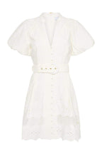 Laura Timeless Mini Dress with Embroidered V Neck Premium Wardrobe Essential