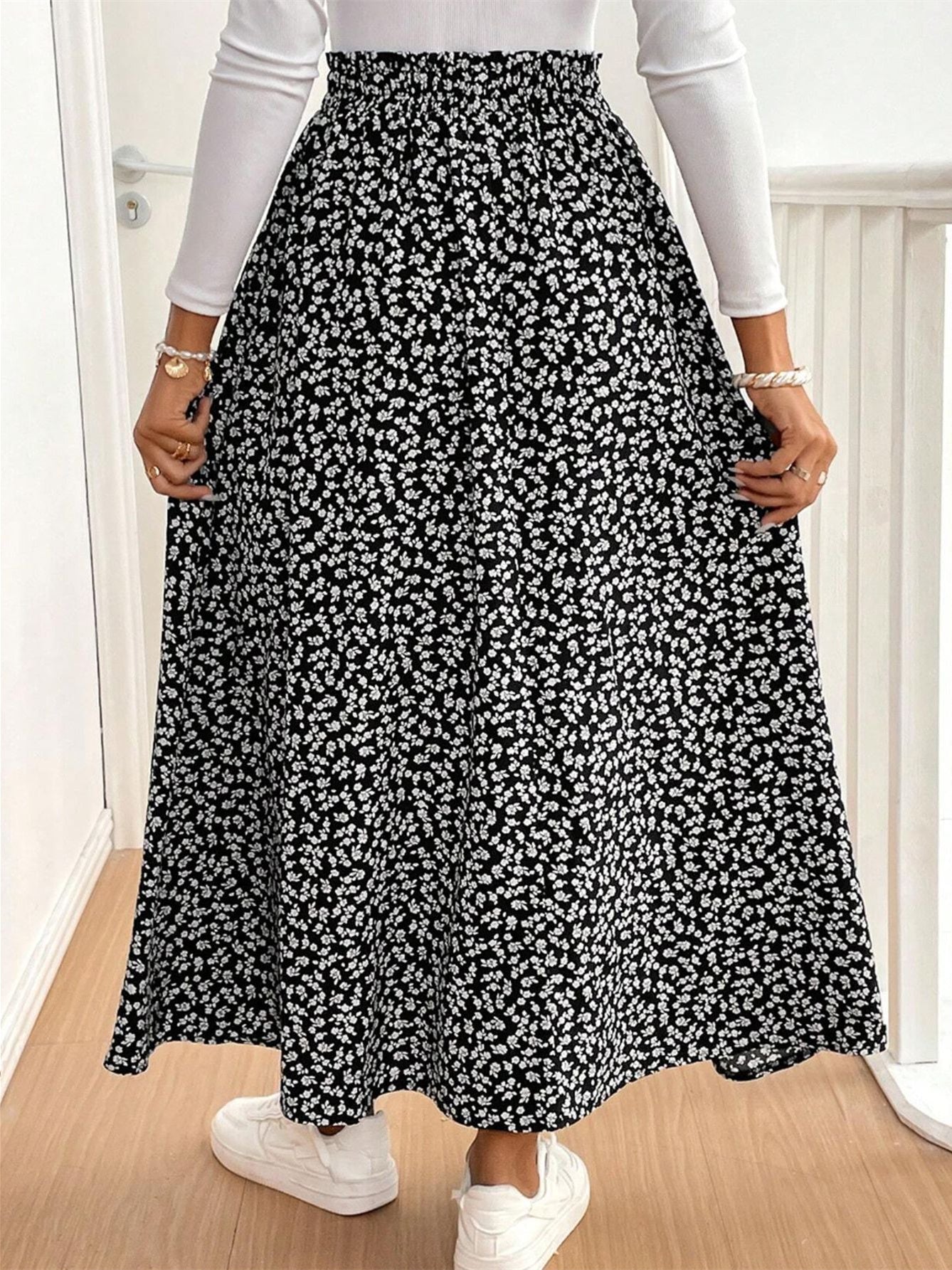 Women's Floral Print Midi Skirt