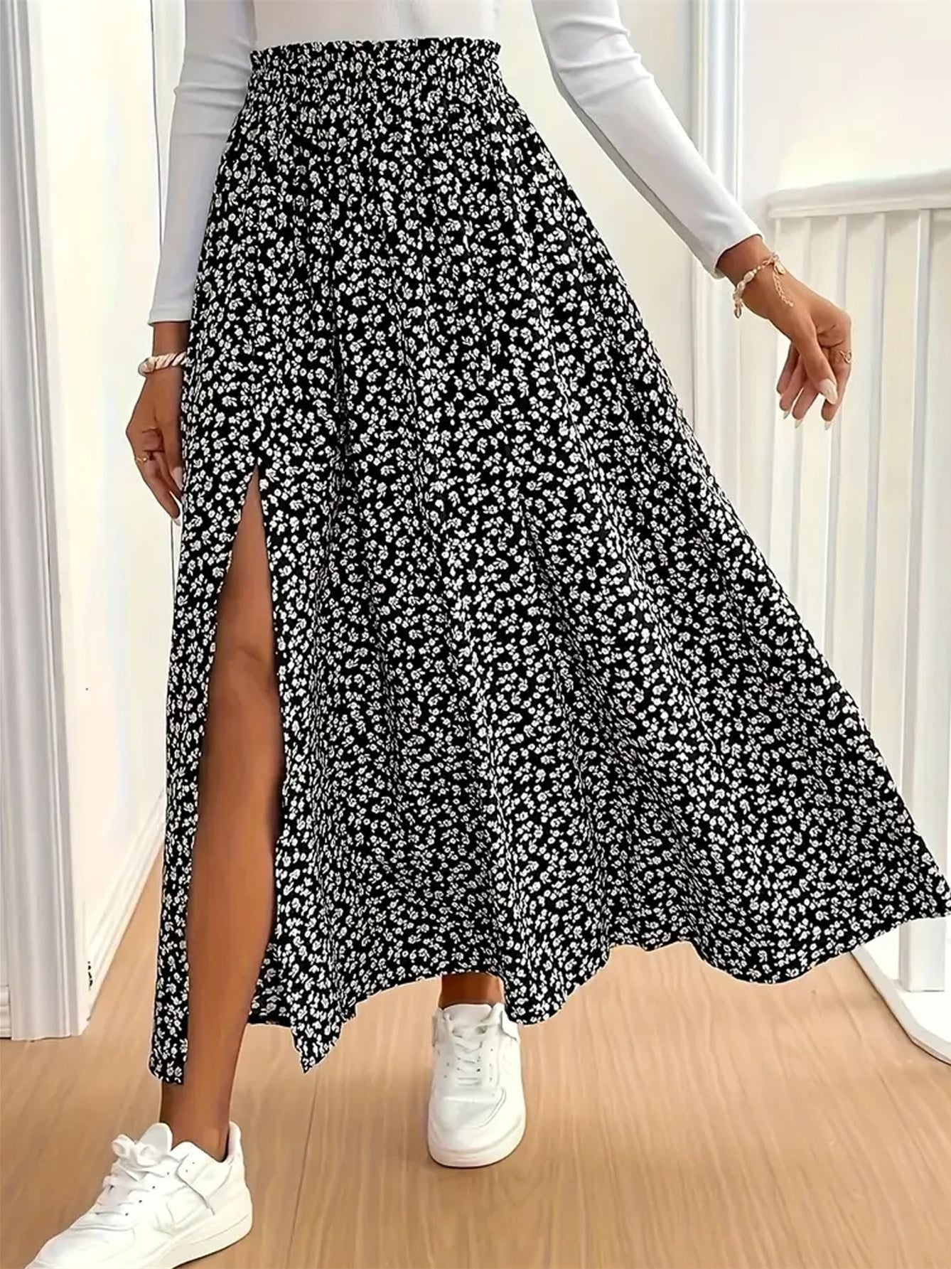 Women's Floral Print Midi Skirt