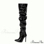 Modern Patent Leather Over-the-knee Boots with Elastic Detail