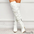 Modern Patent Leather Over-the-knee Boots with Elastic Detail