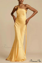 Moonlit Satin Asymmetrical Backless Maxi Dress