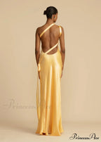 Moonlit Satin Asymmetrical Backless Maxi Dress
