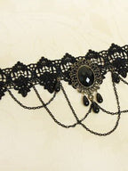 Lace Tattoo Choker Necklace Punk Fashion Jewelry for Women and Girls Vintage Gothic Style with Artificial Gemstones