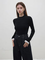 Multiple Colors Half Turtleneck Slim Knitted Sweater