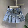 Multiple Zippered Elevated Waist Leather Skirt