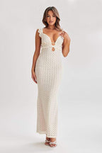 Muriel Ruffle Cut - out Knit Maxi Dress