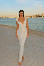 Muriel Ruffle Cut - out Knit Maxi Dress