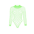 Long sleeve high neck fishnet diamond pattern bodysuit  | Festival Outfits Women