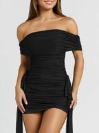 Nadia Draped Off-Shoulder Mini Dress