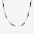 Freshwater Pearl and Tiger Eye Baguette Choker Necklace