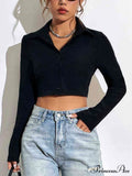 Neck with Long Blouse Arm Button Collared Up
