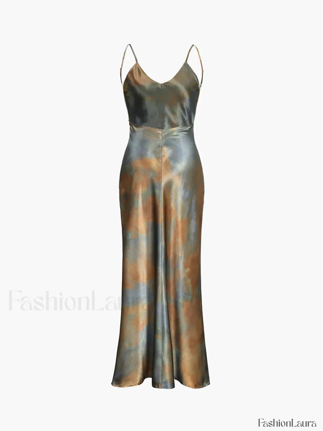 Multicolor Neptune Satin Open Back Long Dress