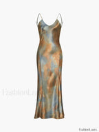 Neptune Satin Open Back Long Dress