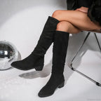 New Fashion Trendy British Retro Brown Autumn Suede Casual Big Knee High Boot