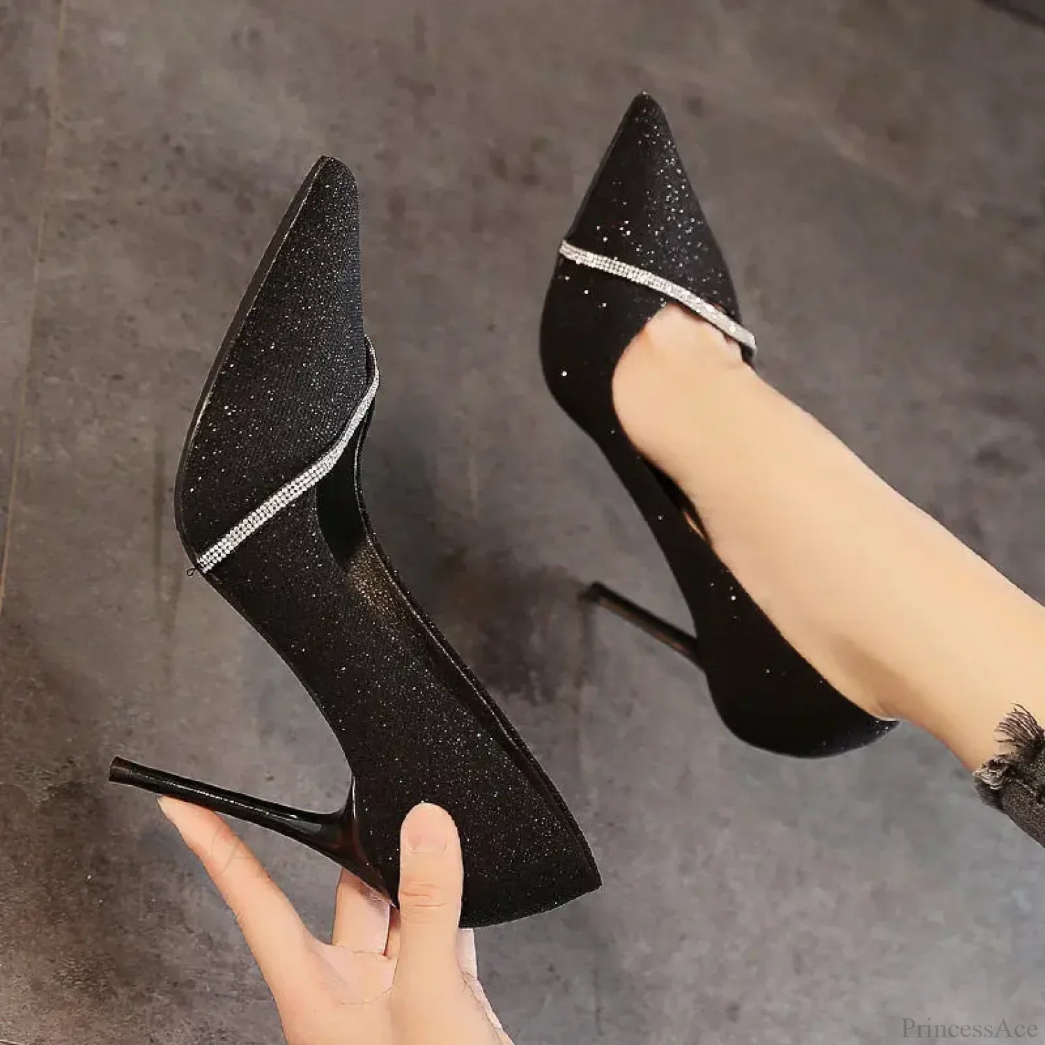 New Rhinestone Pointy HeelsFashion Stiletto Bridesmaid Shoes High Heel