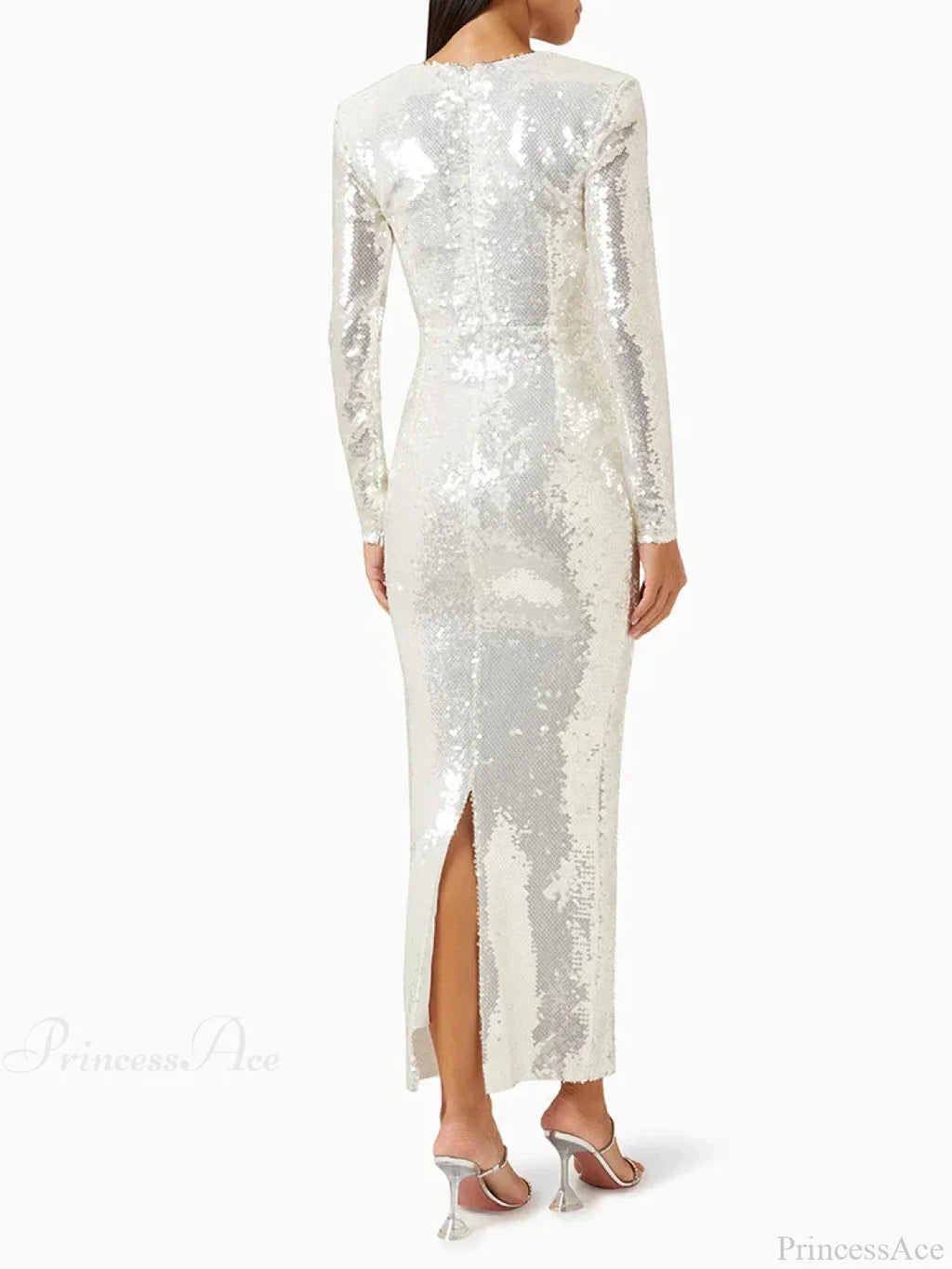New Sexy Long Sleeves Luxury Sequins Slim Dress Hollow Flower Christmas Party Dress